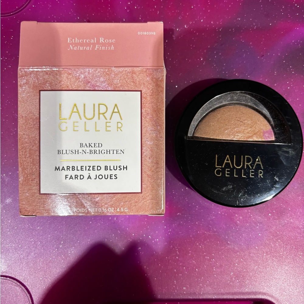 Laura Geller Baked Blush-N-Brighten in Ethereal Rose - Pink & Gold Marble